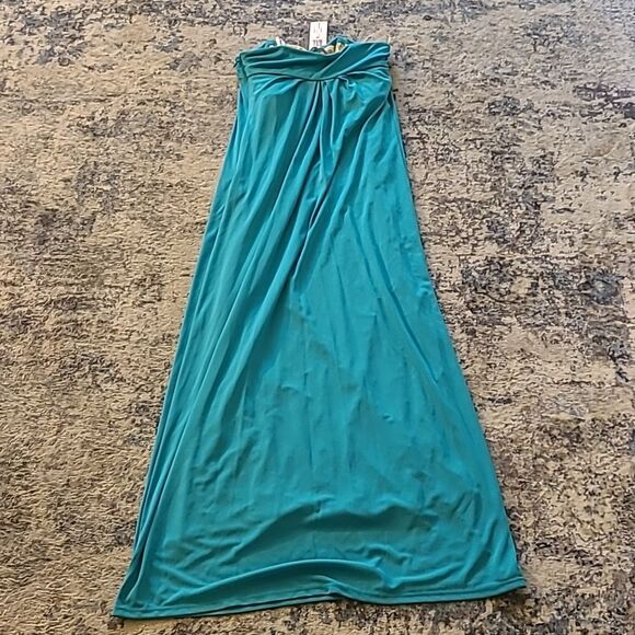 Blue Halston Heritage Caribbean Blue Strapless Maxi Dress Gown NWT - XS - Picture 4 of 4